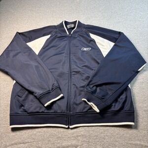 Classic Reebok Logo Navy Blue Windbreaker - Men's Large 90's Retro Track Jacket